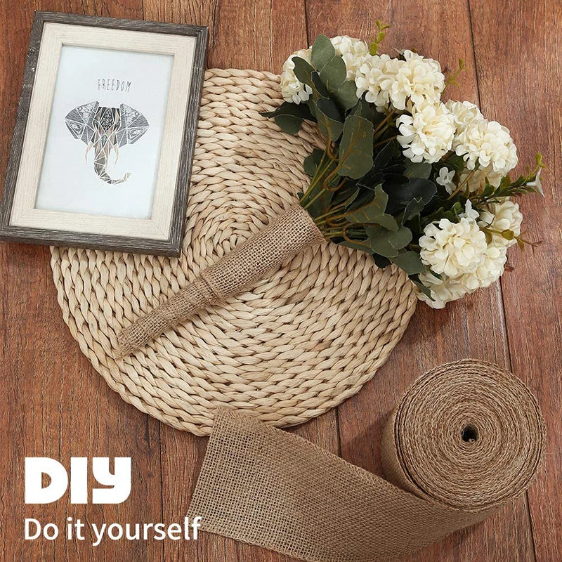 5M Wide Burlap Ribbon Jute Fabric Roll