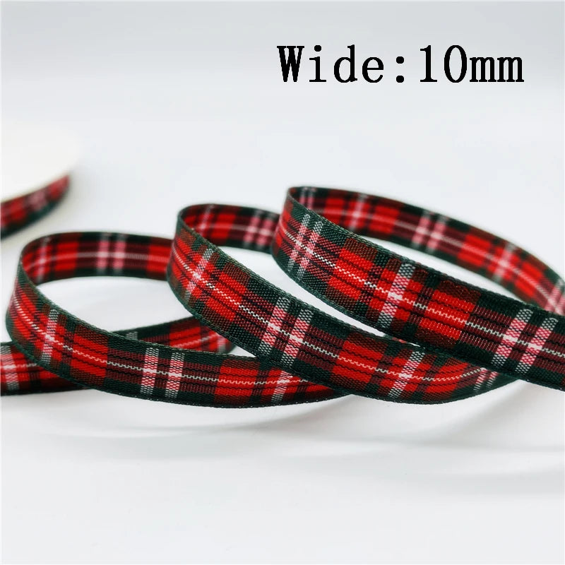 5yards/Lot 10mm Plaid Ribbon Christmas