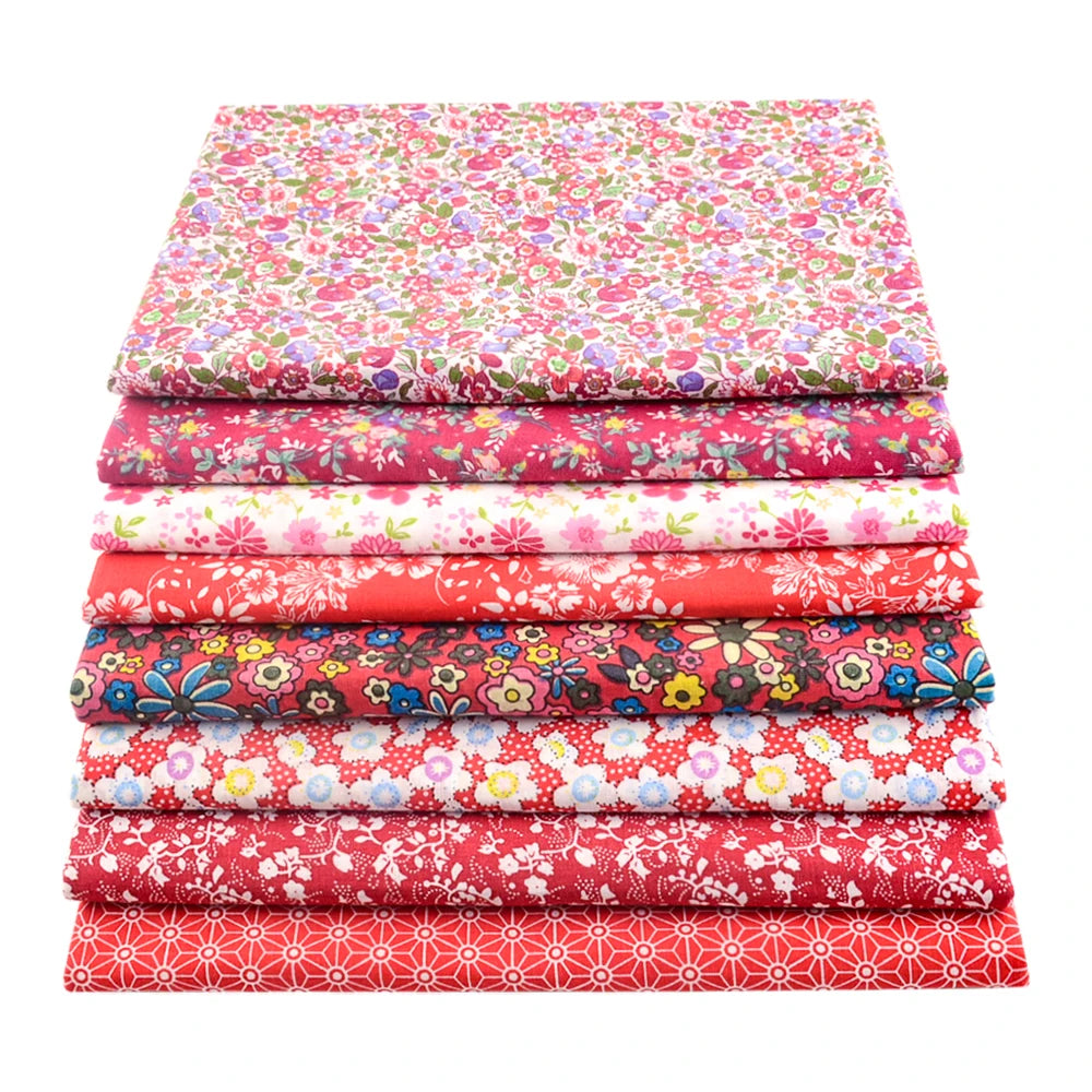 8 PCS Pack Square Multicolor Printed Cotton Fabric