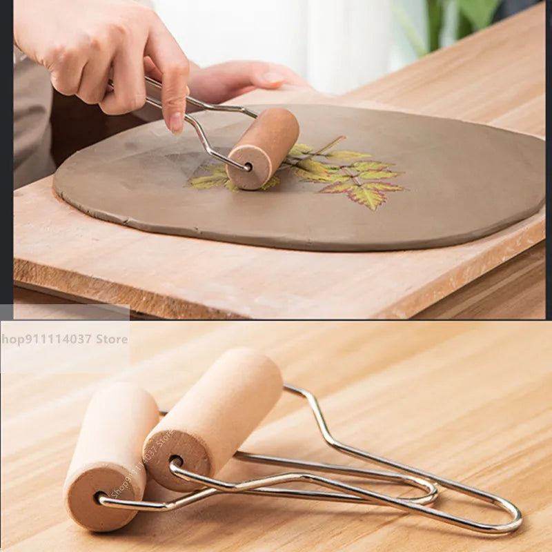 Pottery Art Solid Wooden Pushing Clay Roller