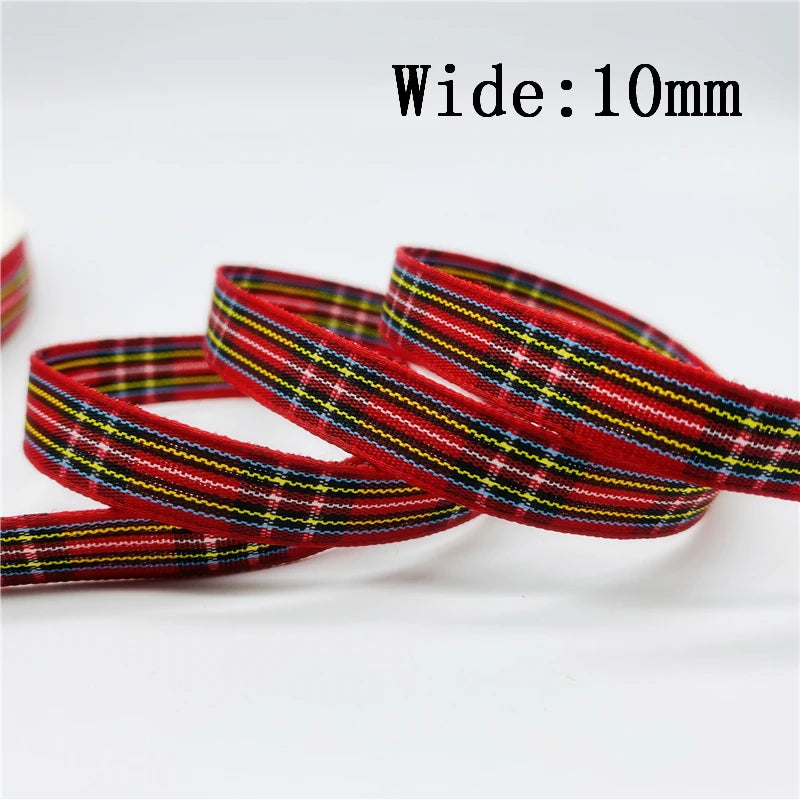 5yards/Lot 10mm Plaid Ribbon Christmas