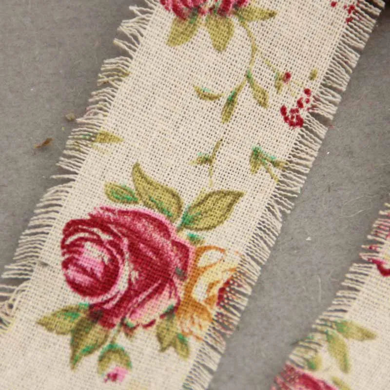 Rose Printed Jute Cloth Roll Hemp