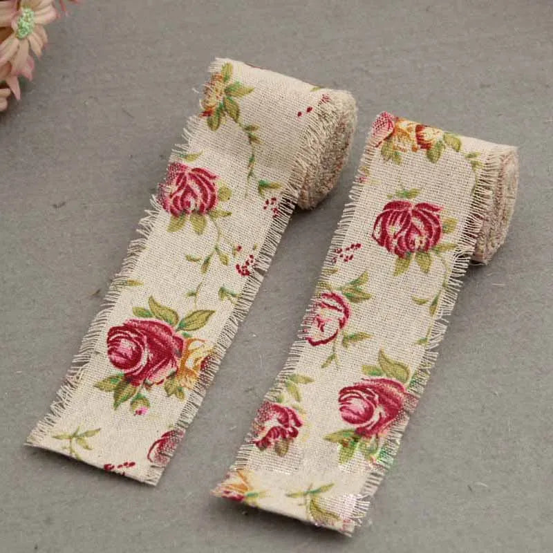 Rose Printed Jute Cloth Roll Hemp