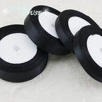 (25 yards/roll) Black Single Face Satin Ribbon