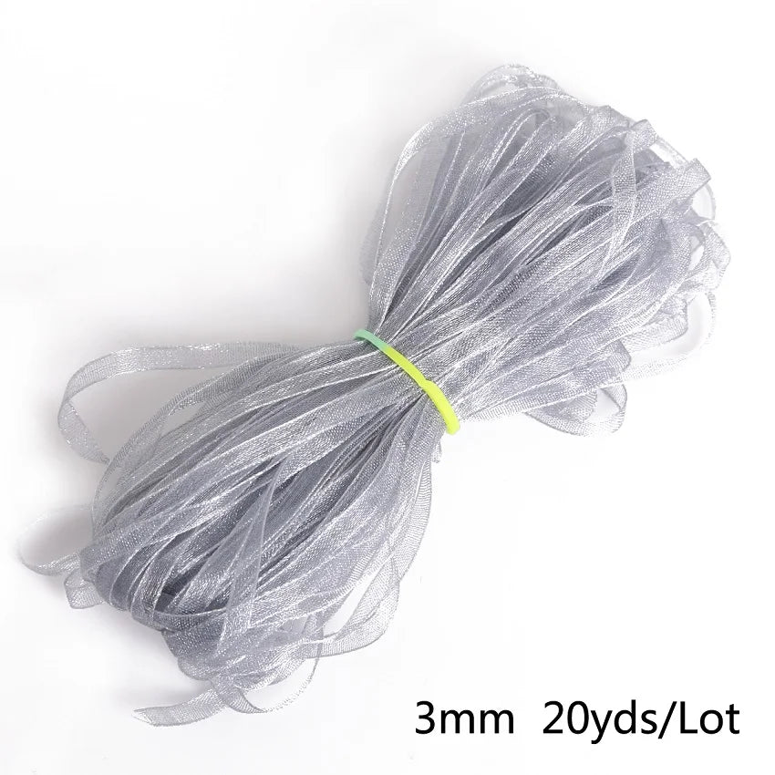 20Yards/lot 3mm Organza Ribbon