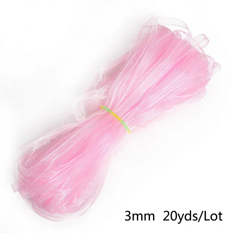 20Yards/lot 3mm Organza Ribbon