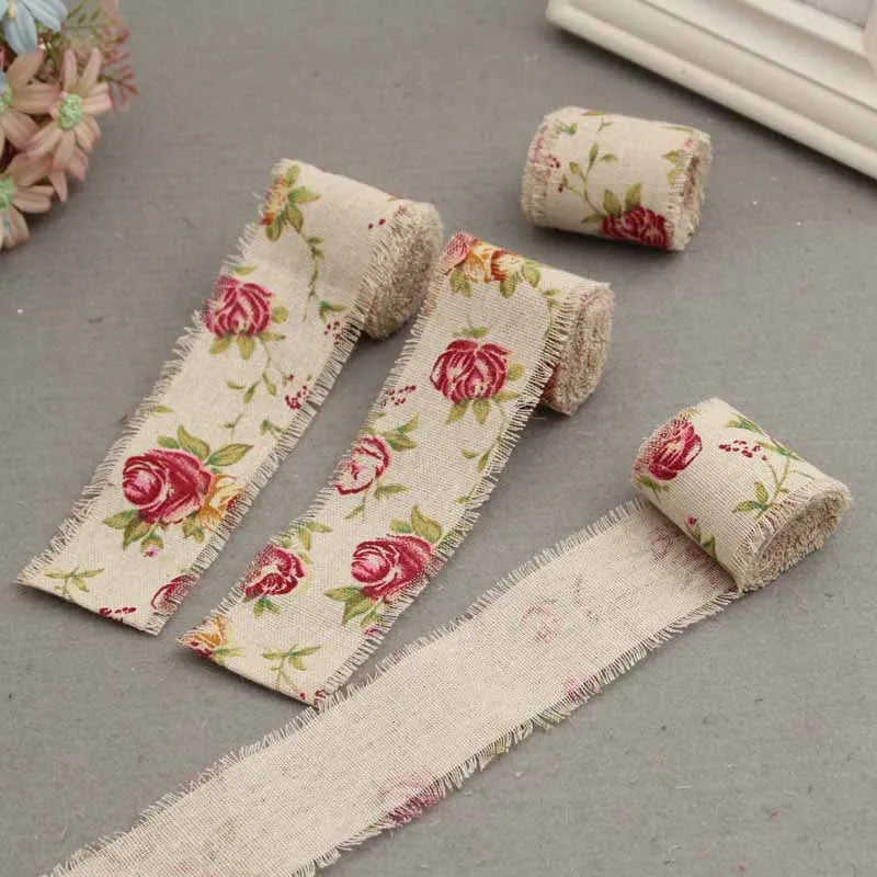 Rose Printed Jute Cloth Roll Hemp