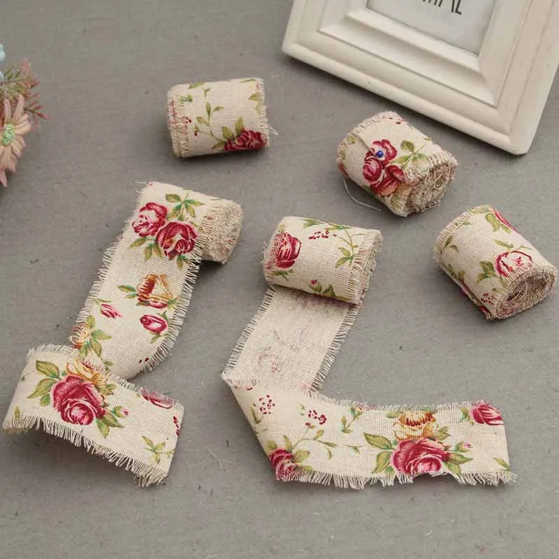 Rose Printed Jute Cloth Roll Hemp