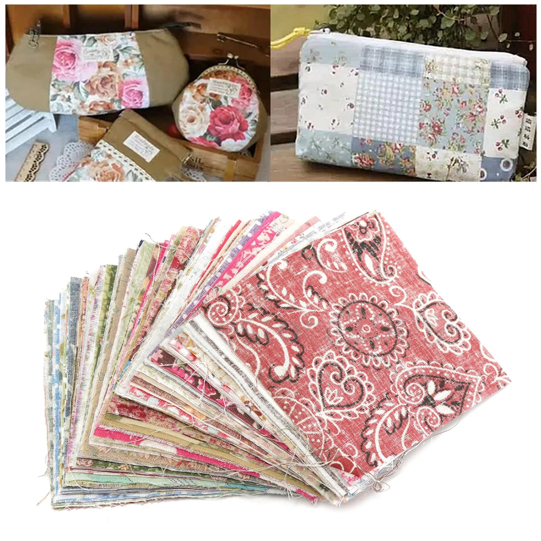 100Pcs 10x10cm Square Floral Cotton
