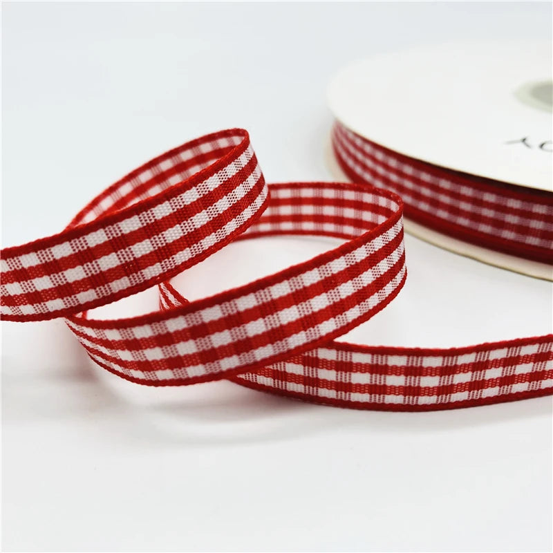 5yards/Lot 10mm Plaid Ribbon Christmas