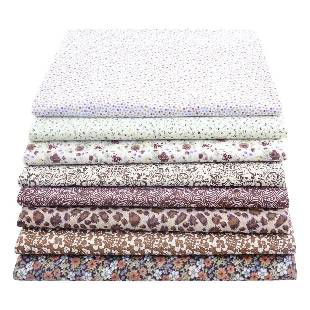 8 PCS Pack Square Multicolor Printed Cotton Fabric