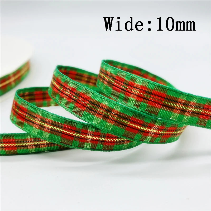 5yards/Lot 10mm Plaid Ribbon Christmas
