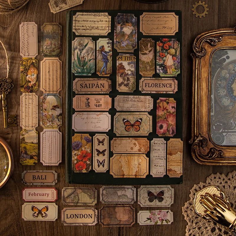 30Pcs Scrapbook paper Retro Butterfly Week month