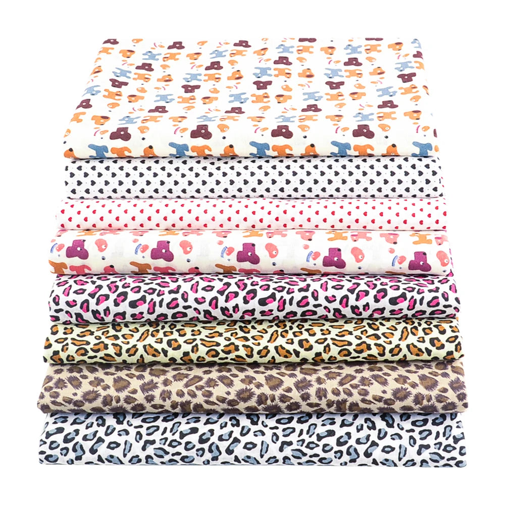 8 PCS Pack Square Multicolor Printed Cotton Fabric