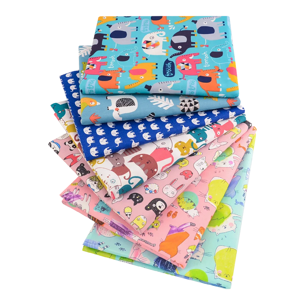 7 Pieces 9.8"X 9.8" (25cm X 25cm) Floral Printed Cotton Fabric Bundle