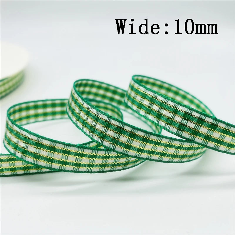 5yards/Lot 10mm Plaid Ribbon Christmas