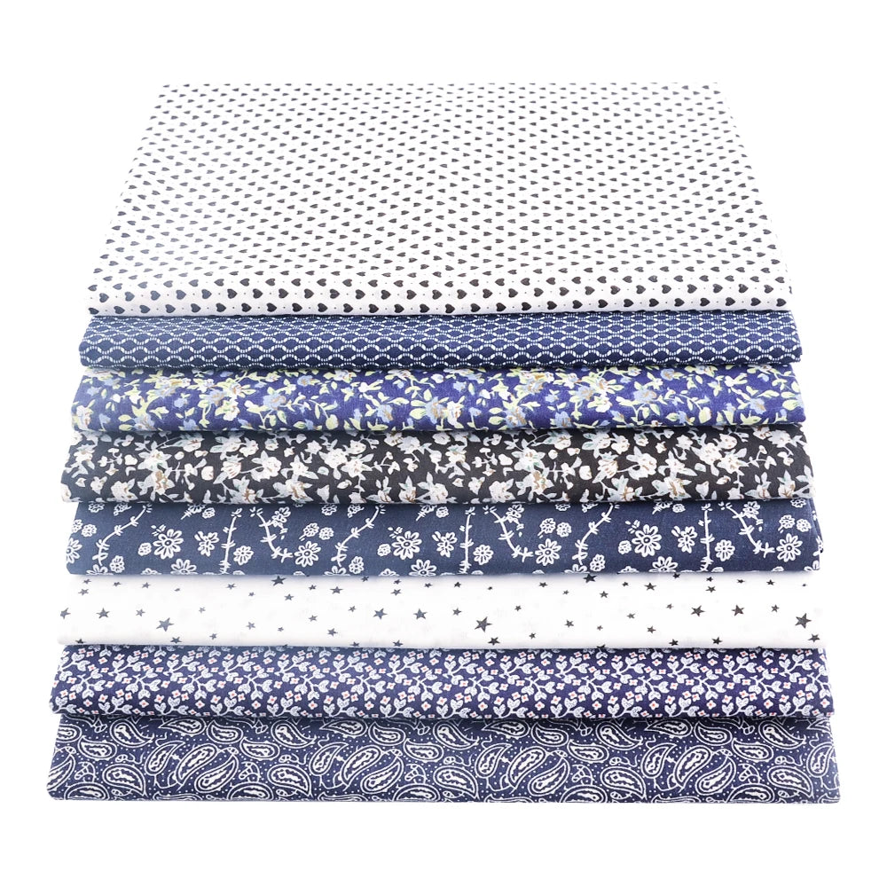 8 PCS Pack Square Multicolor Printed Cotton Fabric