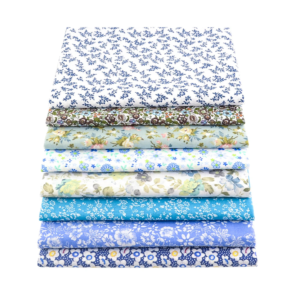 8 PCS Pack Square Multicolor Printed Cotton Fabric