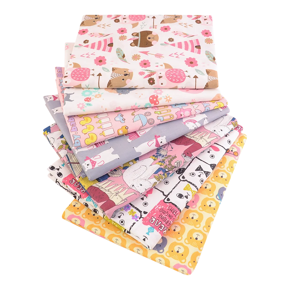 7 Pieces 9.8"X 9.8" (25cm X 25cm) Floral Printed Cotton Fabric Bundle