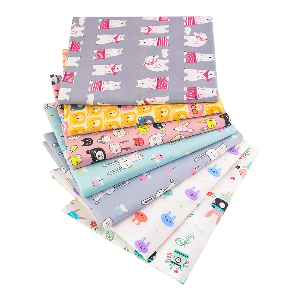7 Pieces 9.8"X 9.8" (25cm X 25cm) Floral Printed Cotton Fabric Bundle