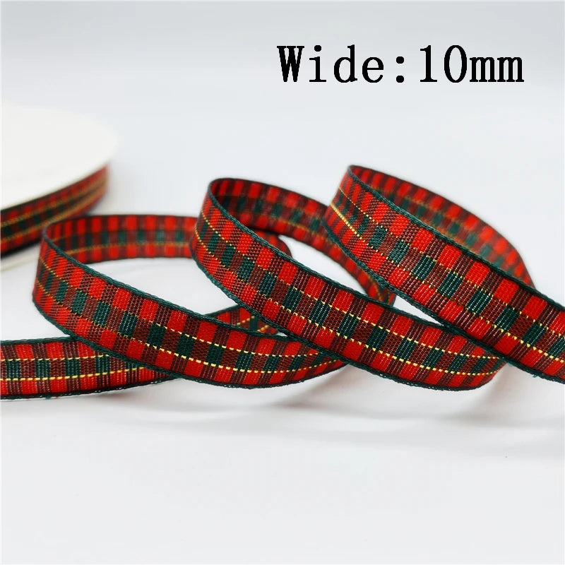 5yards/Lot 10mm Plaid Ribbon Christmas