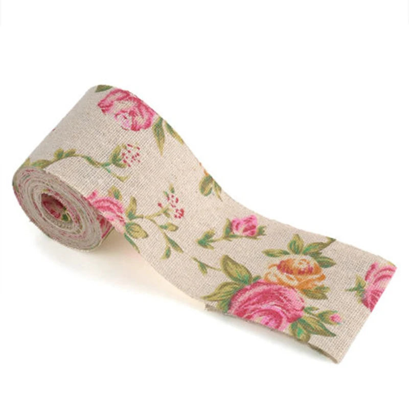 Rose Printed Jute Cloth Roll Hemp