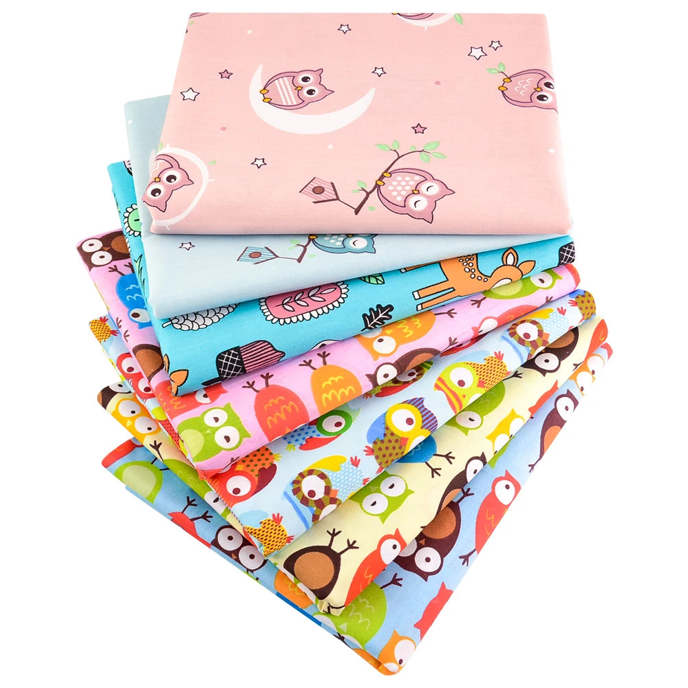 7 Pieces 9.8"X 9.8" (25cm X 25cm) Floral Printed Cotton Fabric Bundle