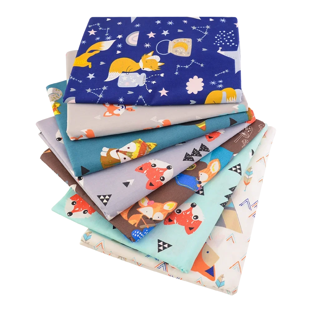 7 Pieces 9.8"X 9.8" (25cm X 25cm) Floral Printed Cotton Fabric Bundle