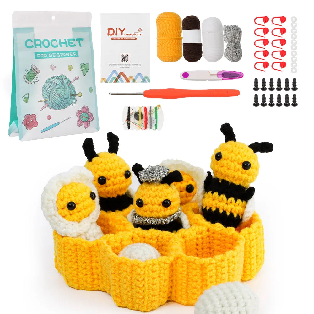 Crochet Kit for Adults Honeycomb Bee