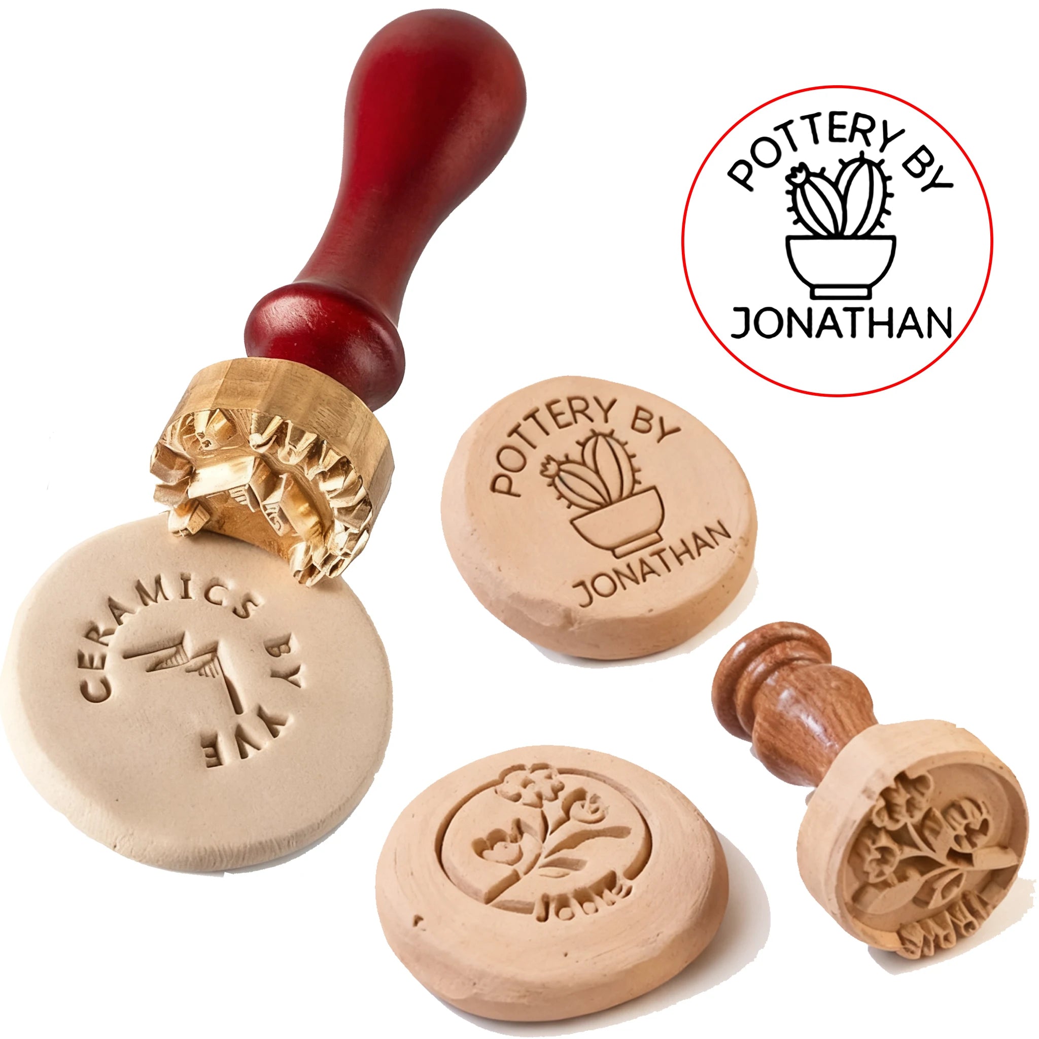Custom Pottery Stamp for Clay Logo Design Personalized Customized Stamp