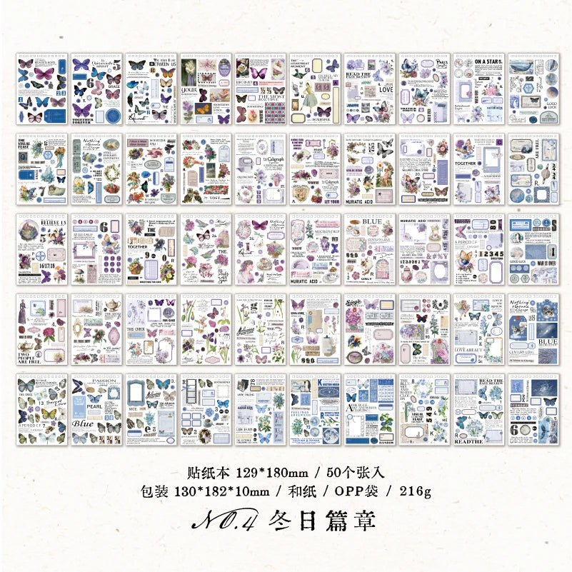 50 Stickers Vintage Antique Labels