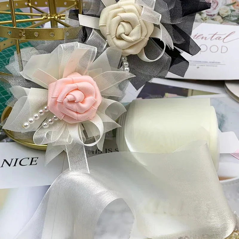 25 Yards 8CM Bright Smooth Yarn Ribbons