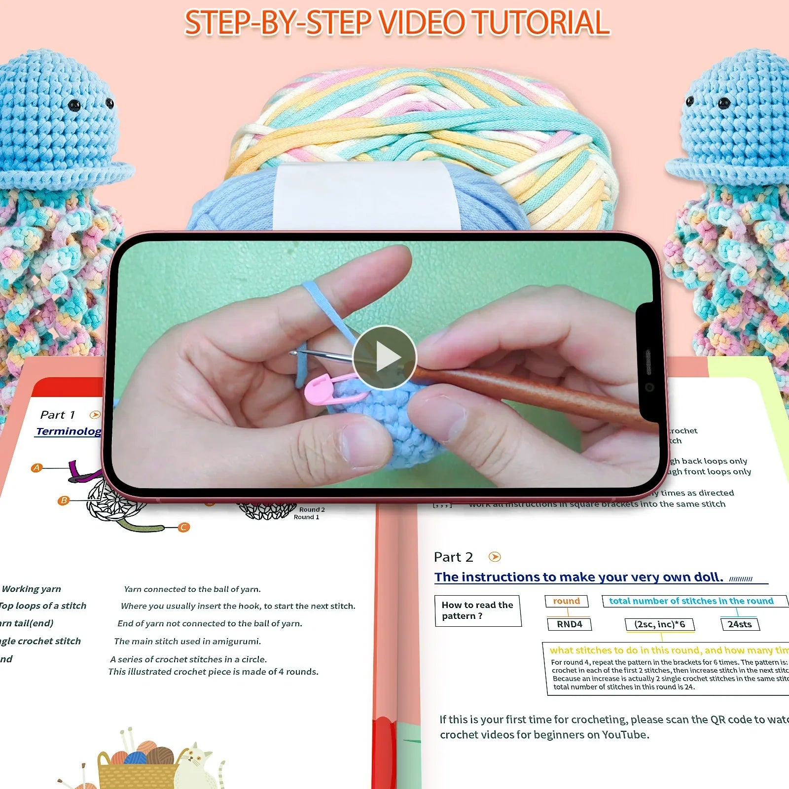 Colorful Jellyfish Crochet Start Kit