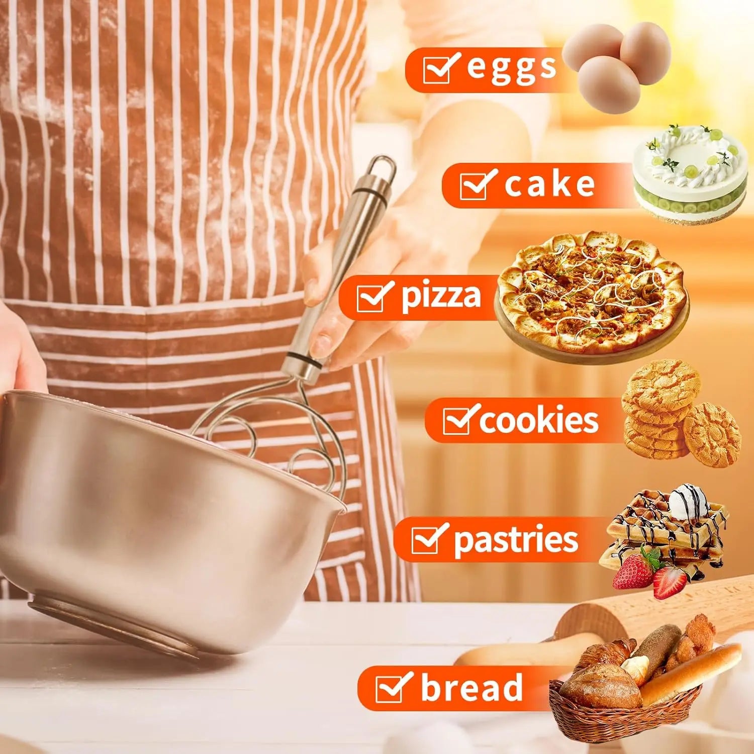 Stainless Steel Danish Dough Whisk