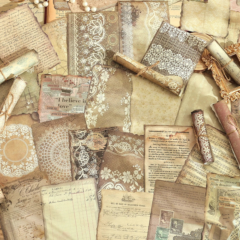 50 sheets Vintage Non-sticky Scrapbook Paper