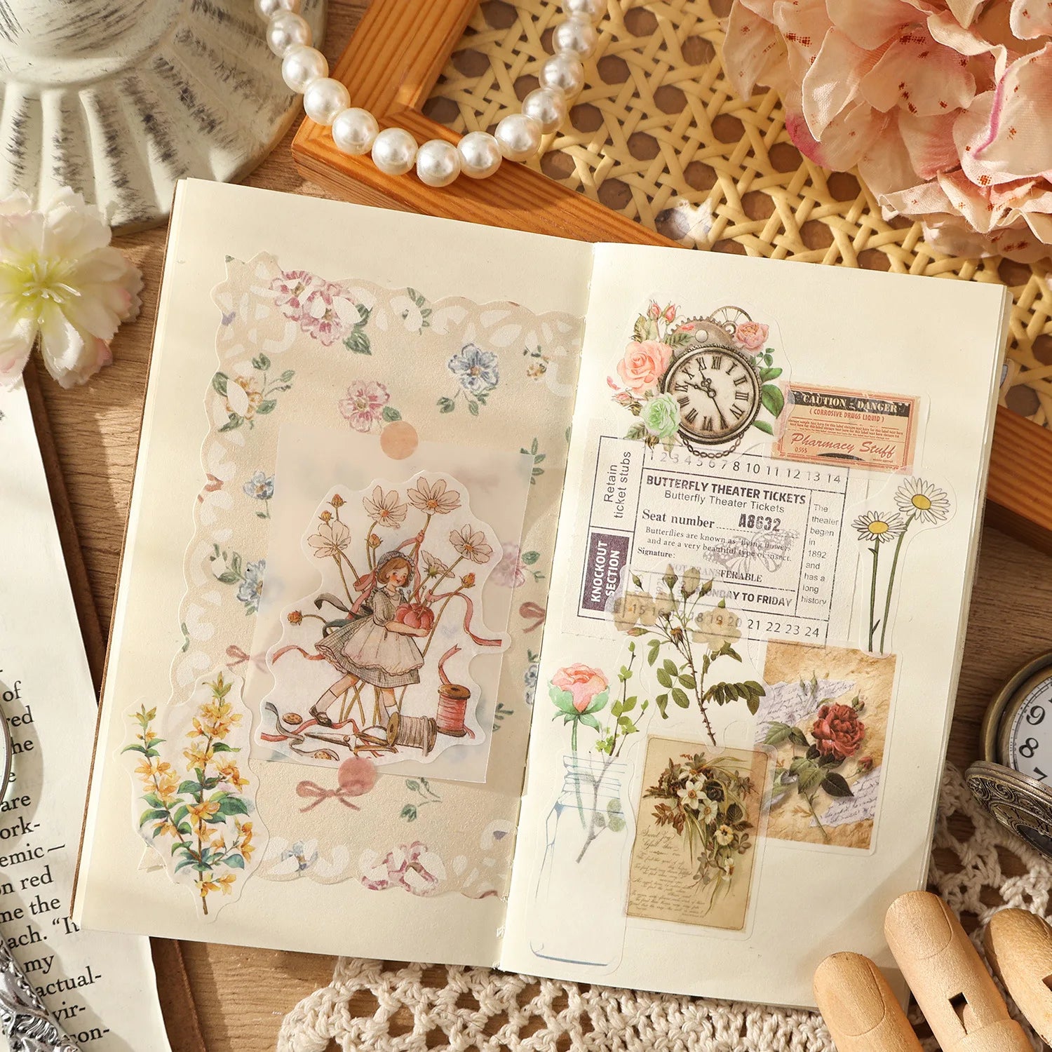 6-Piece Retro Flat Stickers