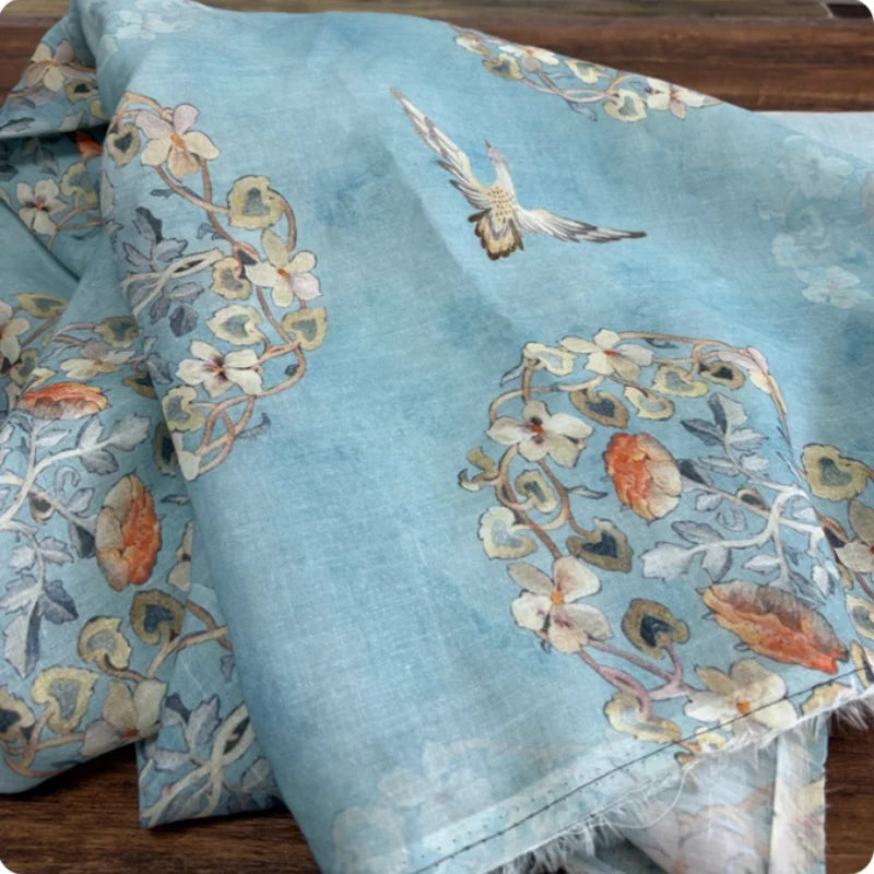 Blue Handmade Ramie Fabric