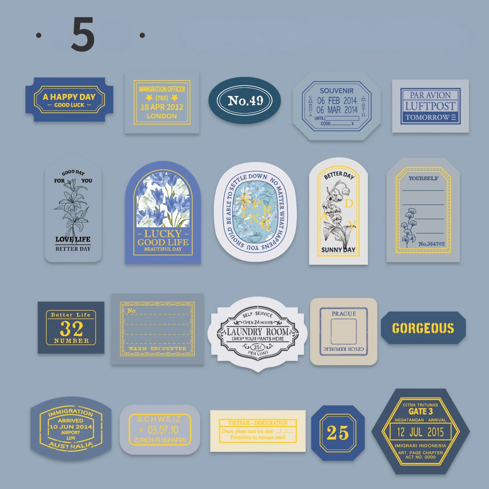 Light Retro Label Box Stickers