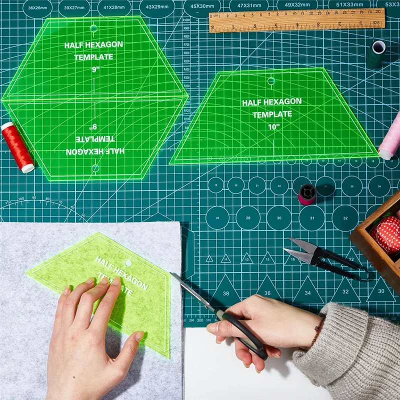 6Pcs Half Hexagon Quilting Template