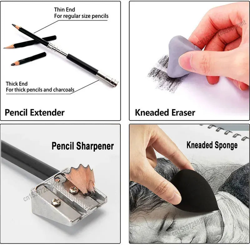 11 Pcs Art Set Sketch Charcoal Graphite Pencil