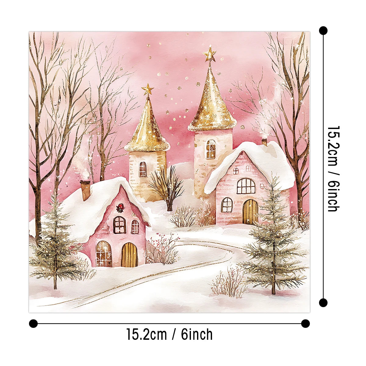 12pc Vintage Pink Christmas Scrapbook Paper