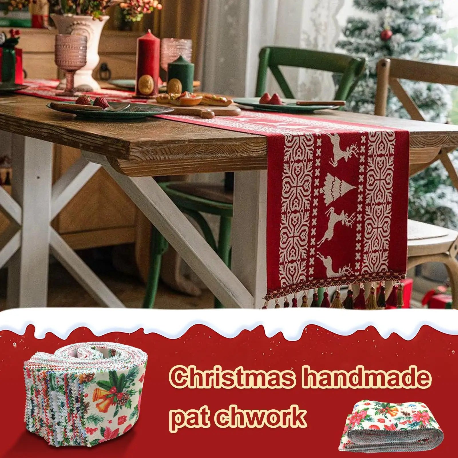 40pcs Christmas Fabric Squares Jelly Roll Strips