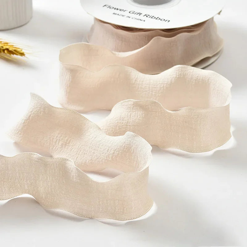 4CM 9 Meters/Roll Wrinkled Lace Edge Ribbons