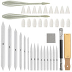 40pc Art Blending Set - 15 Stumps, Tortillions, Erasers & Wipers for Drawing