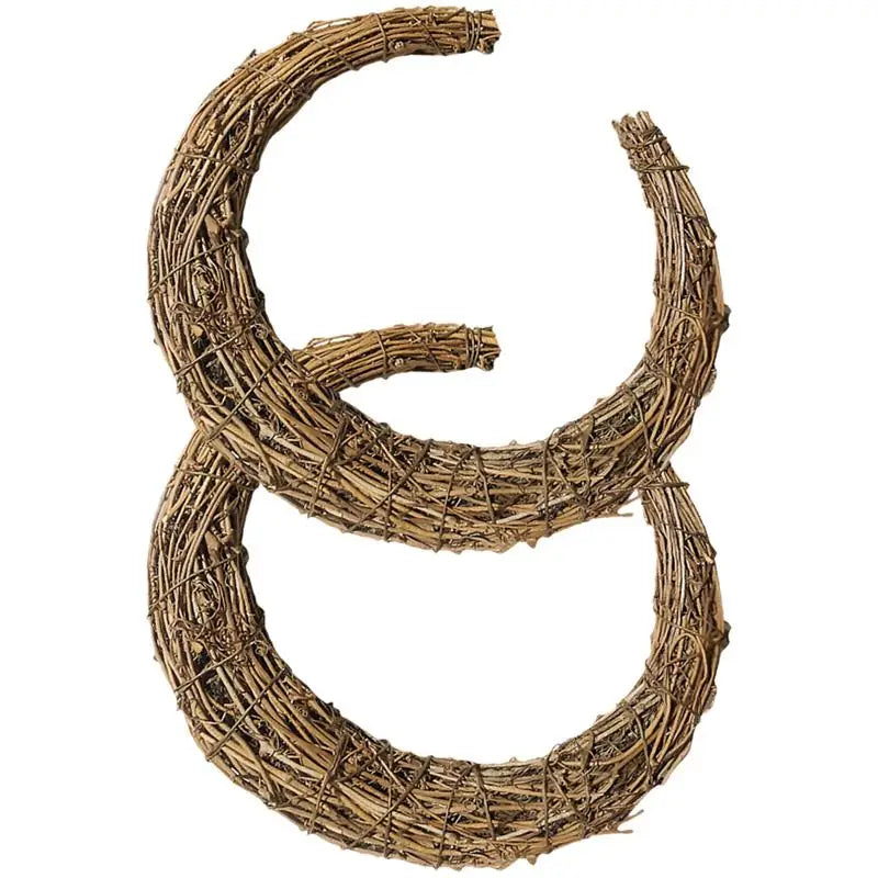 2pcs Vine Wreath Moon Shaped Rattan