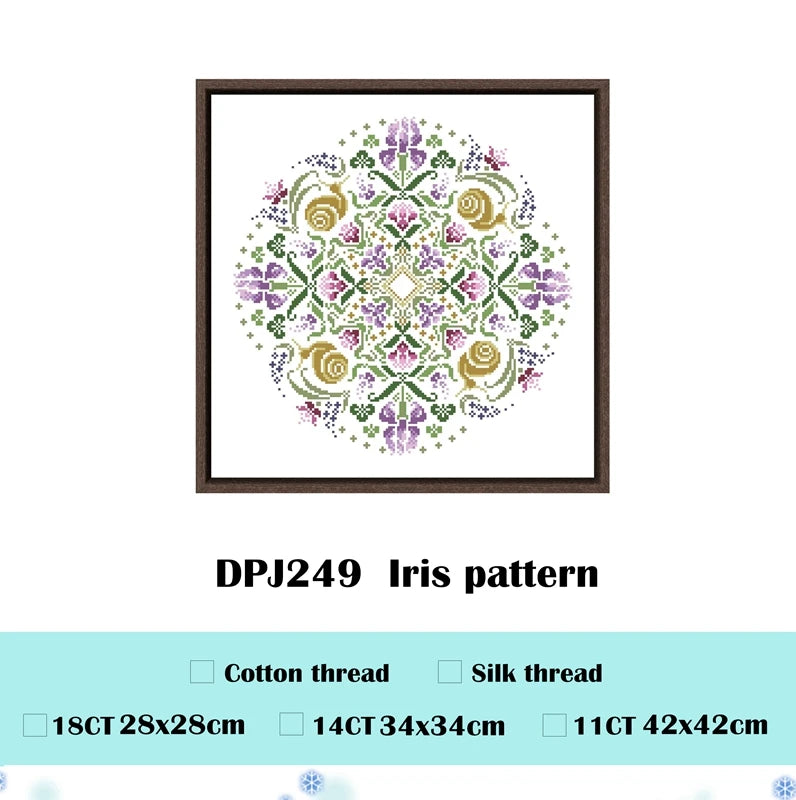 Iris pattern cross stitch kits