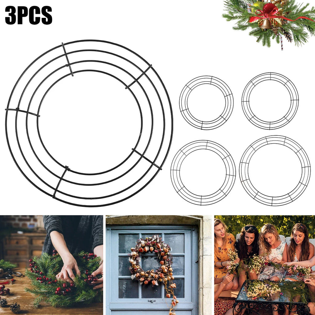 3 Pcs Metal Wreath Frame 20CM Wire Wreath Rings
