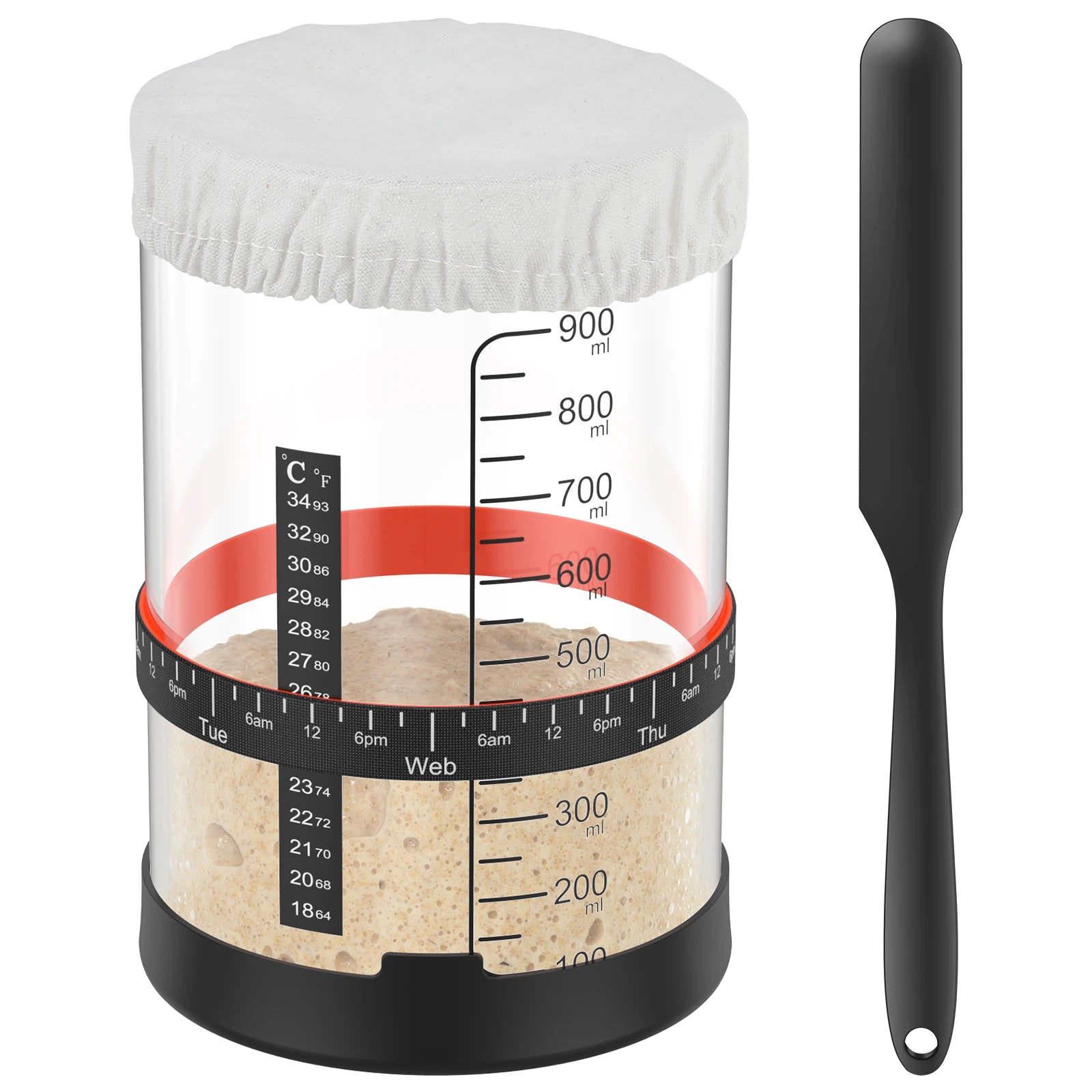 Sourdough Starter Jar Kit 900ml Clear Glass Kitchen Tools