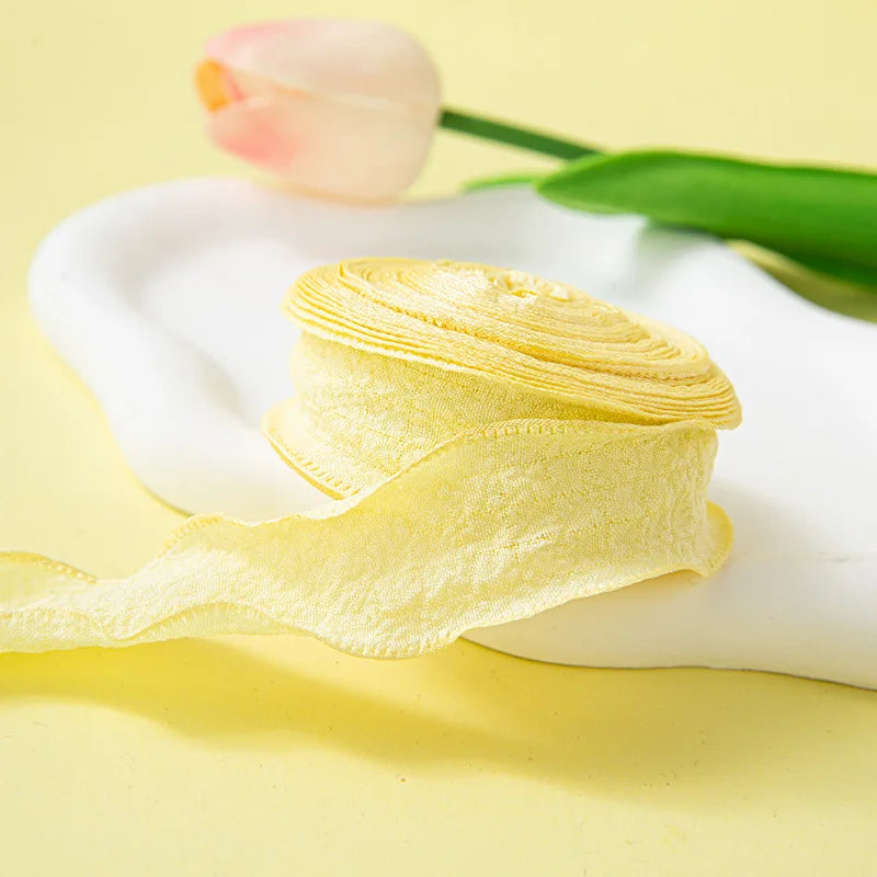 10Yards/Roll Pleated Chiffon Ribbon Wavy Edged