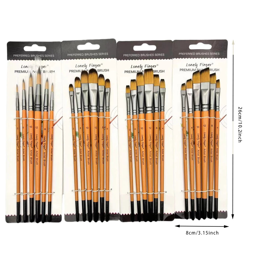 6pcs Artist Paint Brush Set Professional Anti-Shedding